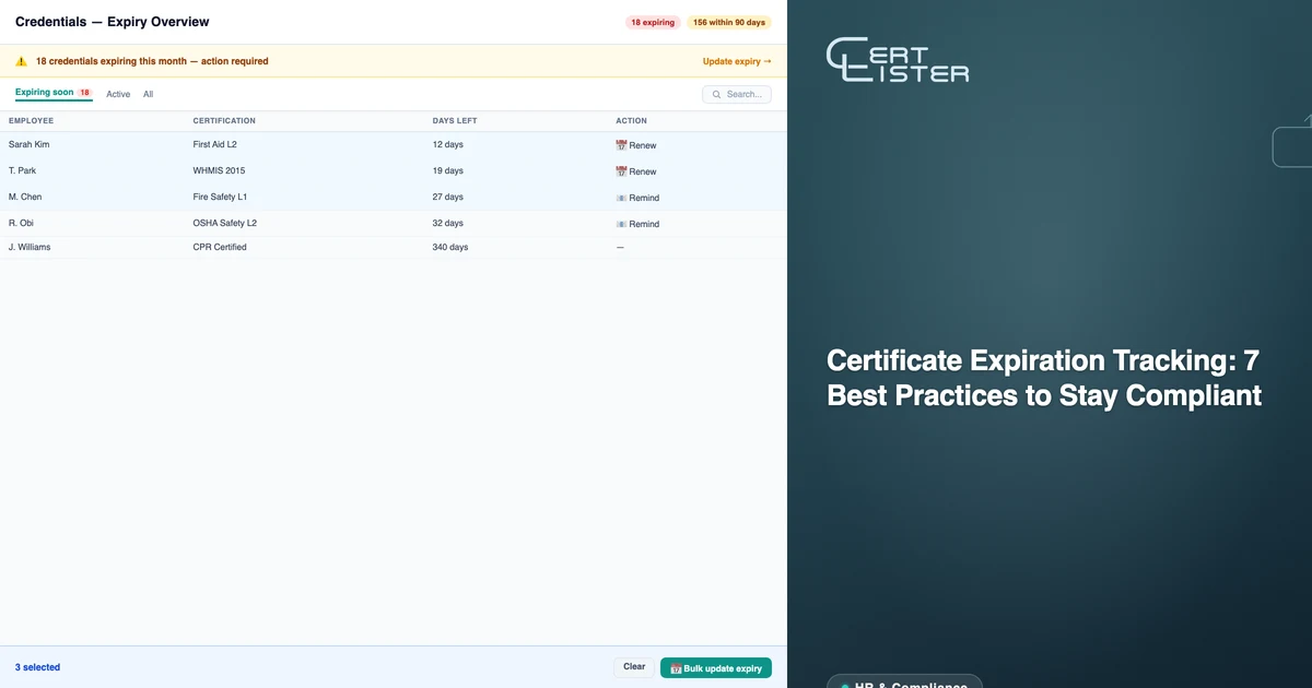 CertLister credential expiration tracking — bulk expiry date update for managing renewal cycles