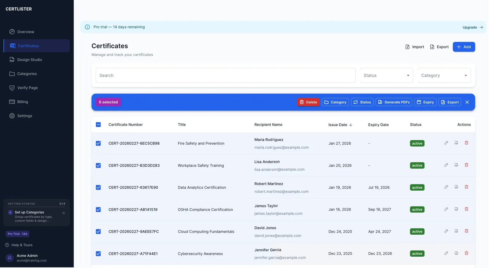 CertLister automatic certificate expiry status tracking