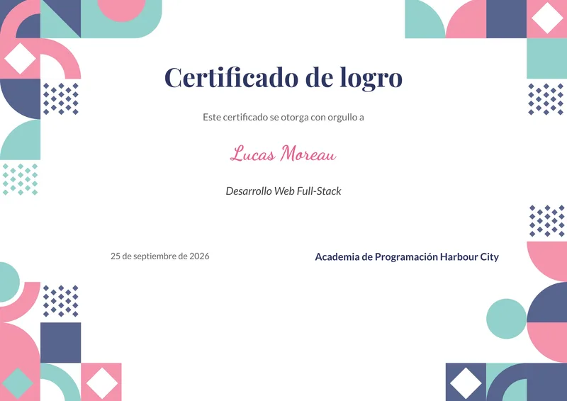 Plantilla de credencial Colorido, completada con datos de ejemplo