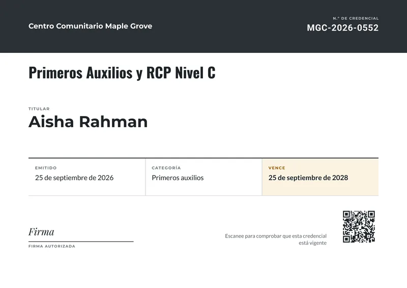 Plantilla de credencial Licencia, completada con datos de ejemplo