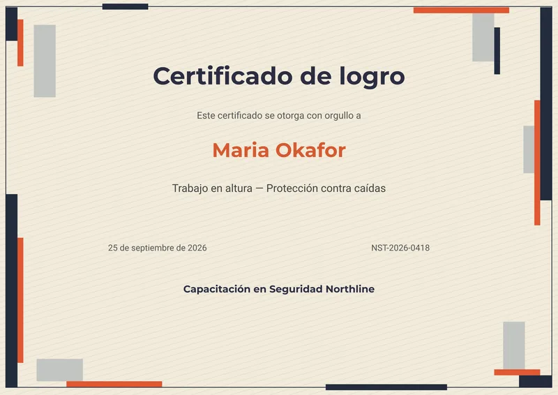 Plantilla de credencial Bauhaus moderno, completada con datos de ejemplo
