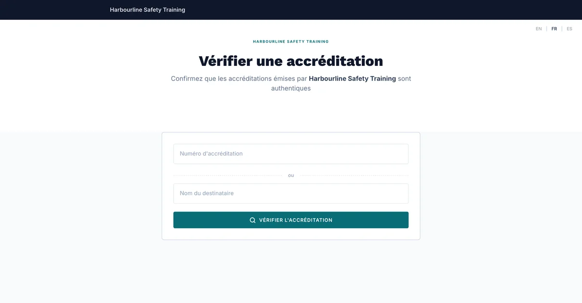Page de vérification dans la mise en page Minimal