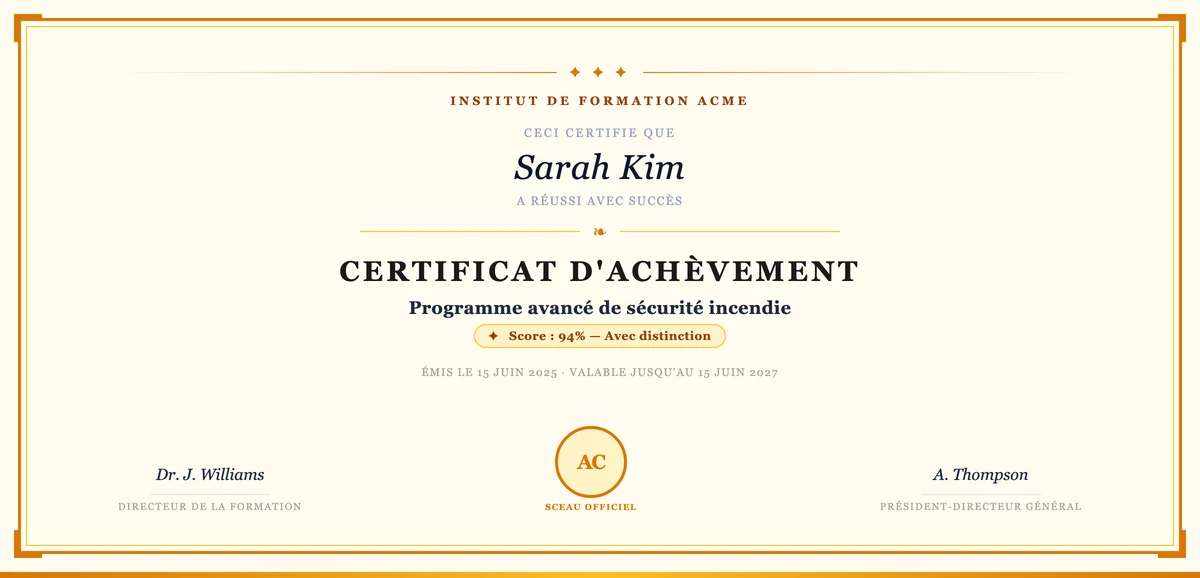 CertLister Classic credential design template — formal gold border style
