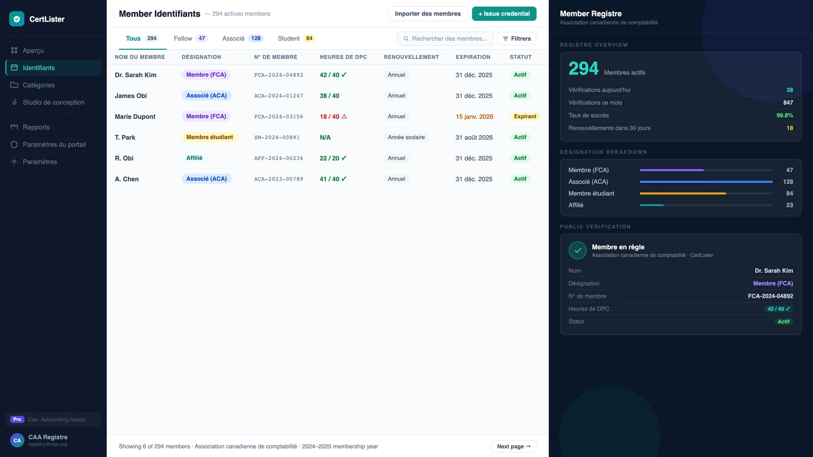 Gestion des attestations numériques CertLister pour les associations professionnelles — attestations infalsifiables avec vérification publique