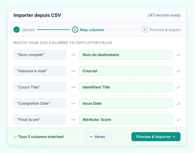 Importation CSV en masse