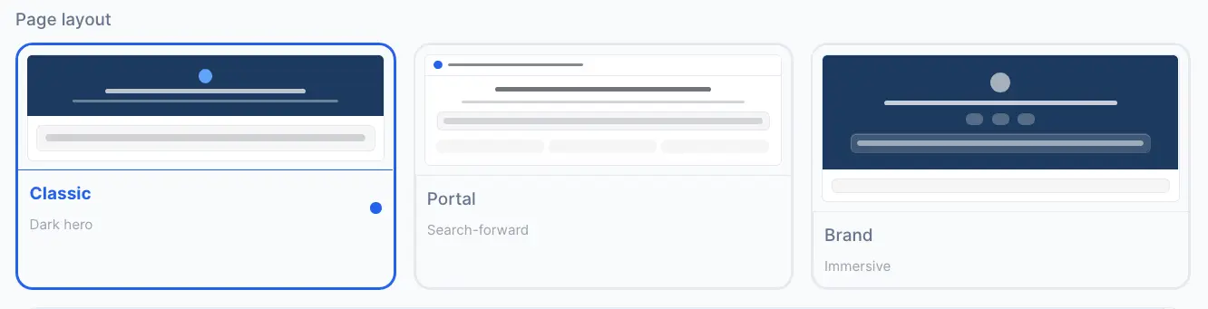 Options de mise en page de la page de vérification CertLister — mises en page Classique, Portail et Marque côte à côte