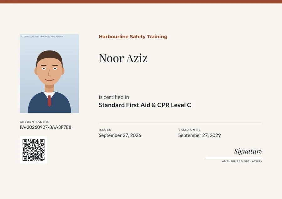 Credential PDF made from the Portrait layout, with the recipient's photo in the frame