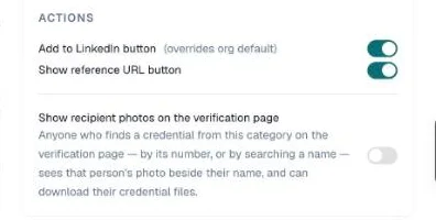 Show recipient photos on the verification page switch in the category's Verification page section
