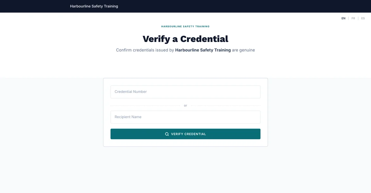 Verify page in the Minimal layout