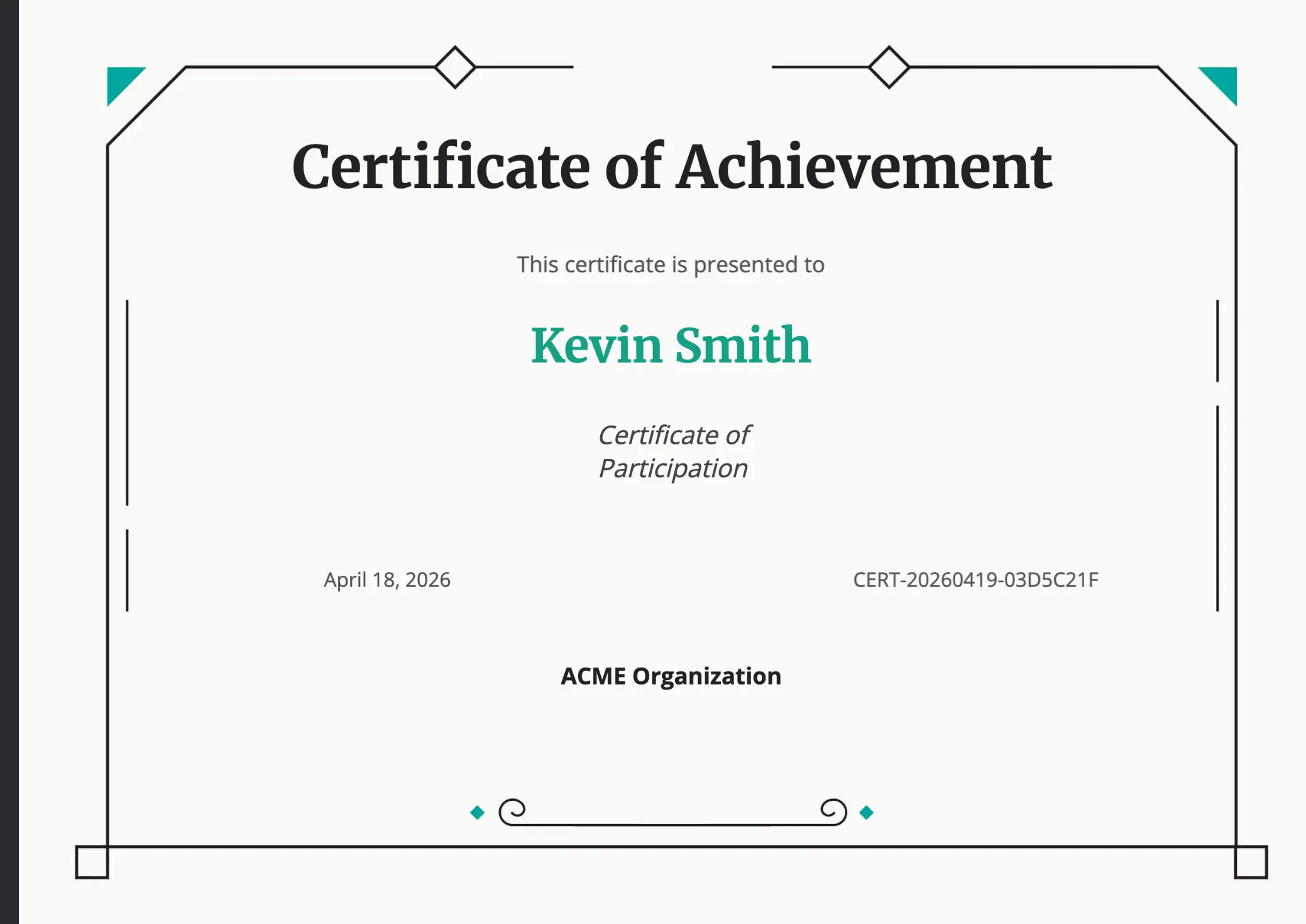 Certificate preview