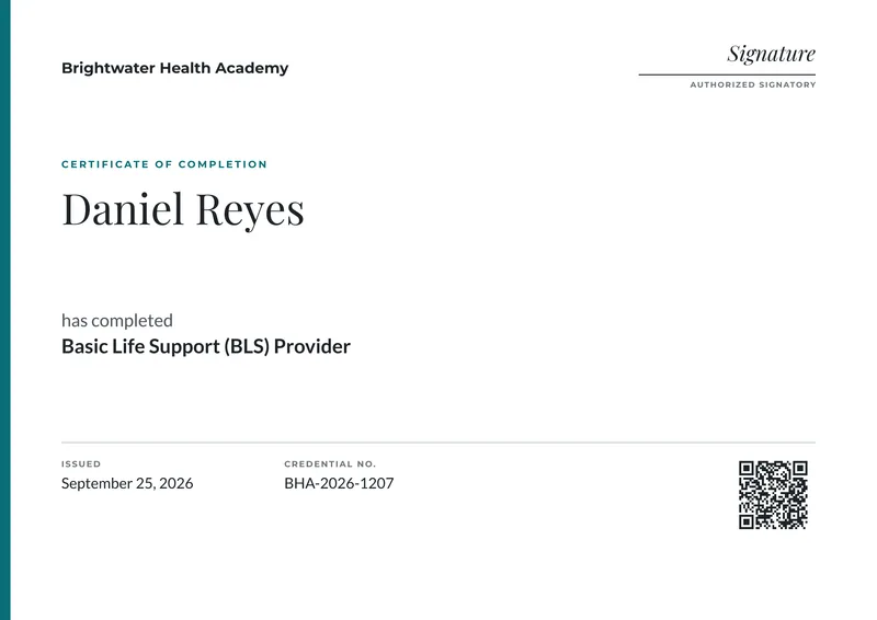 Editorial credential template, filled in with sample data