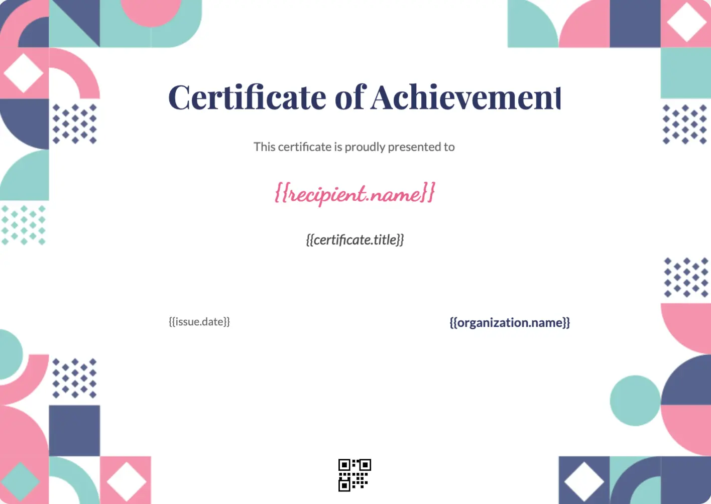 CertLister Elegant credential design template — colorful abstract corner style