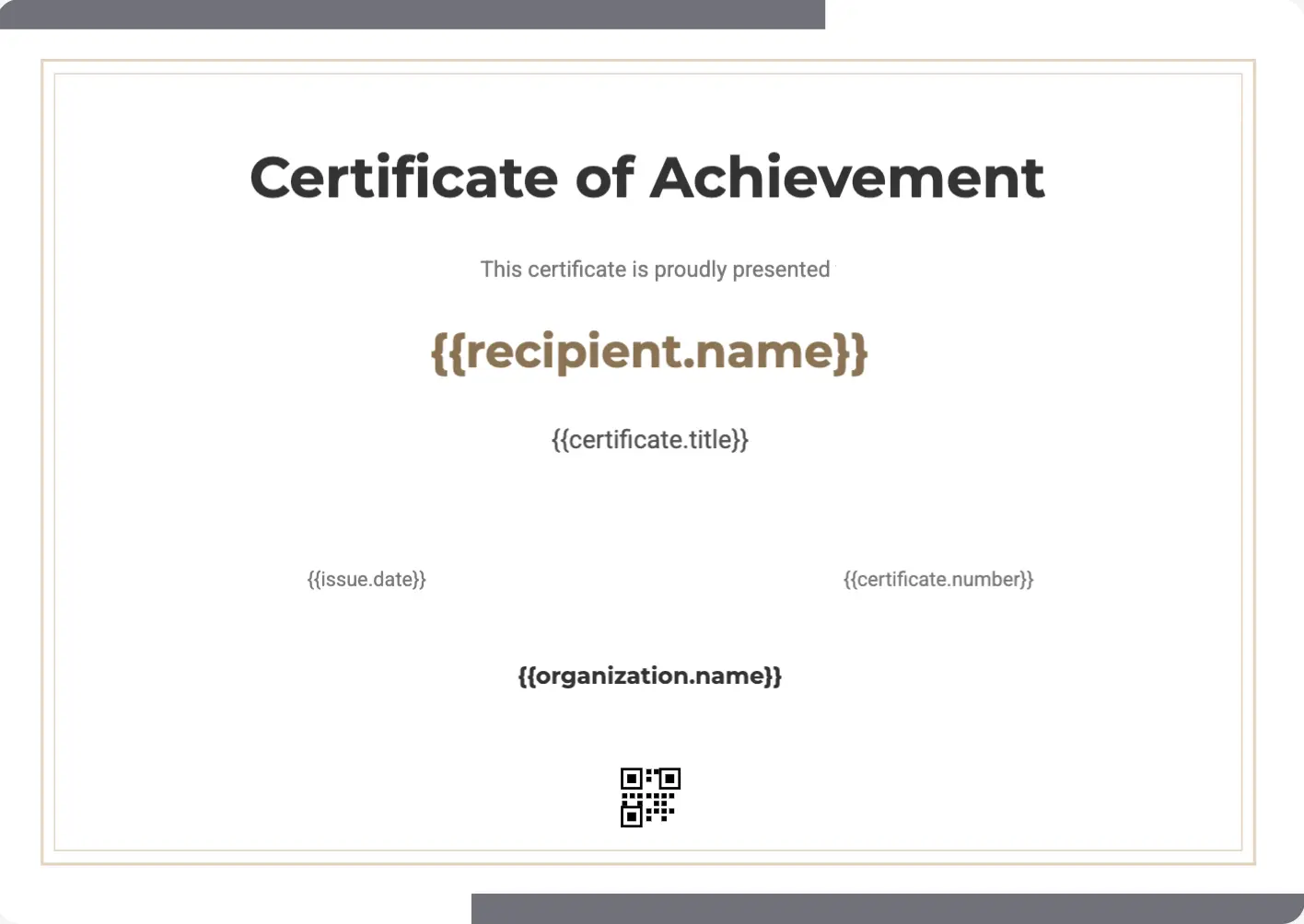 CertLister Modern credential design template — corporate gray and rose-gold style