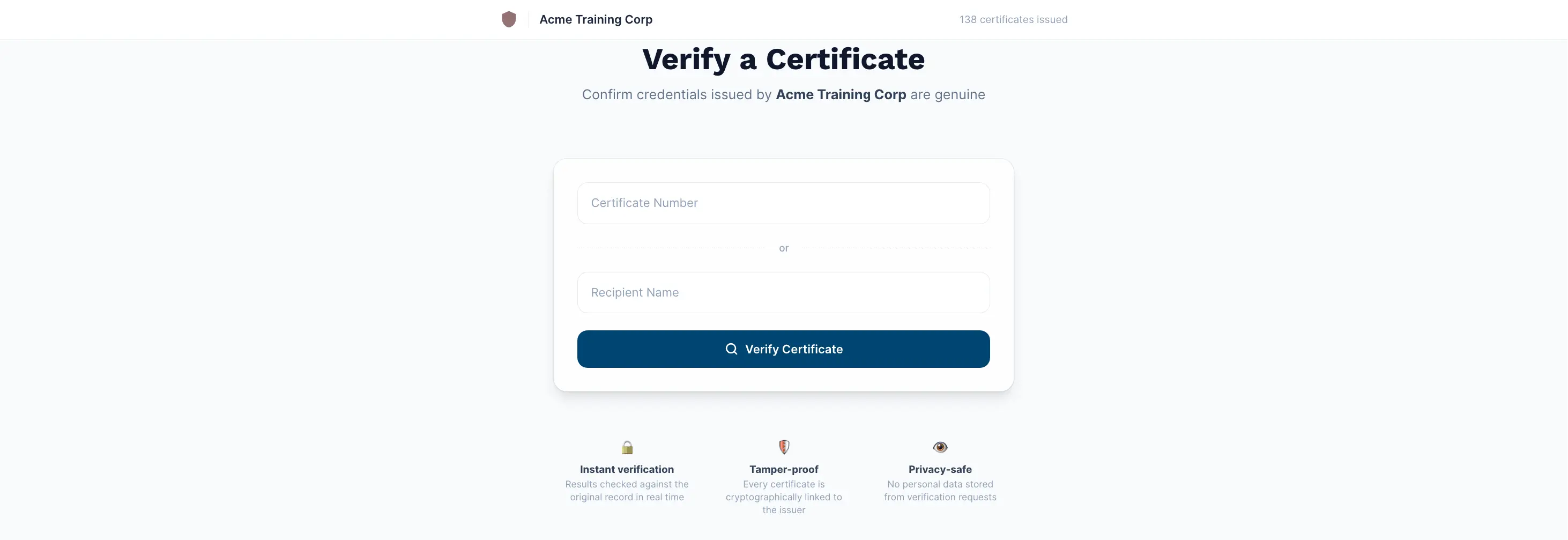 CertLister public credential verification portal — instant online credential lookup