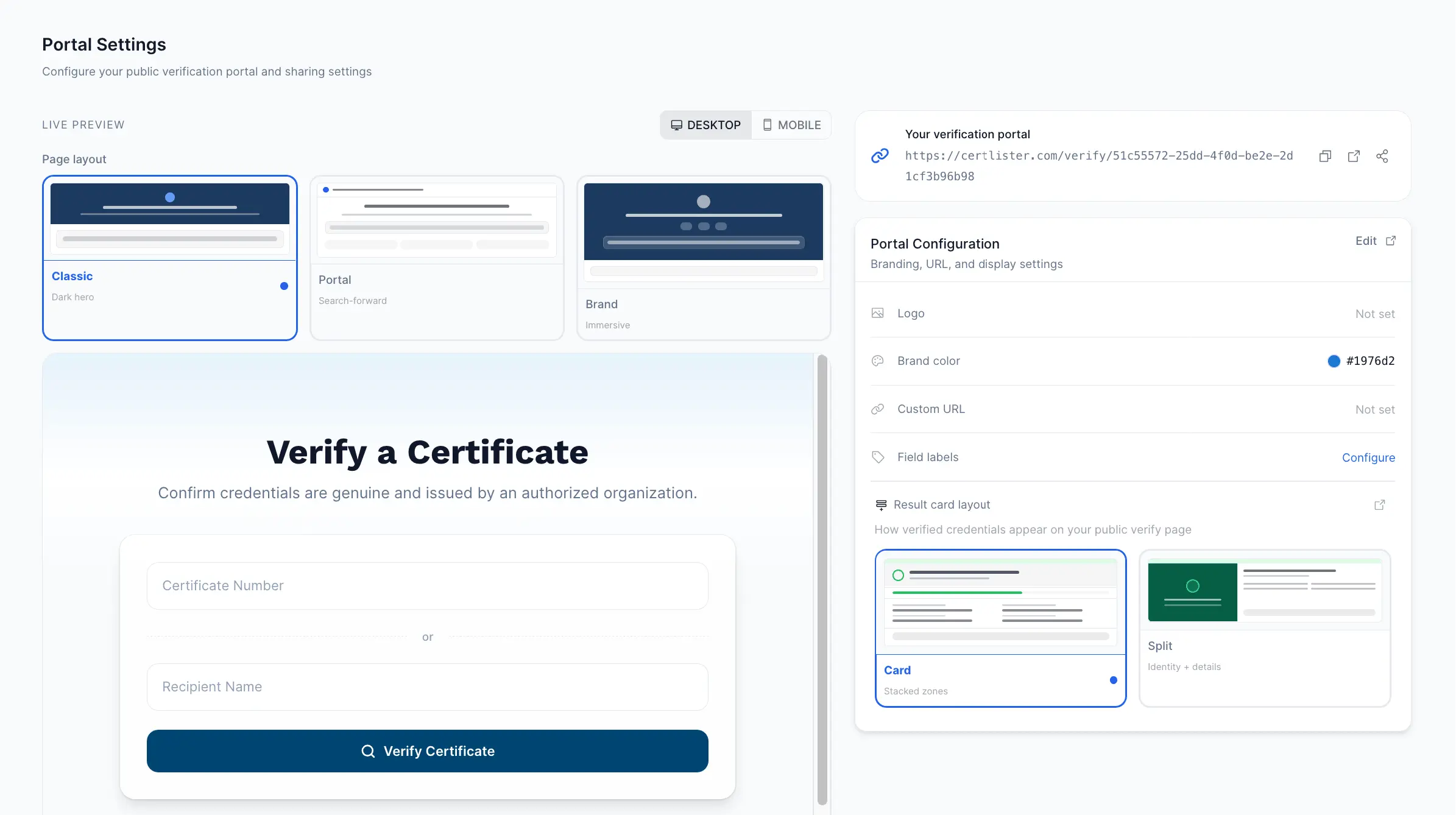 CertLister verification logs and admin overview