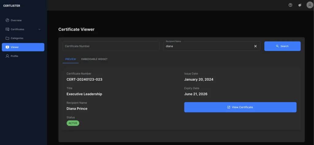 An image reffering to Certificate Registry System